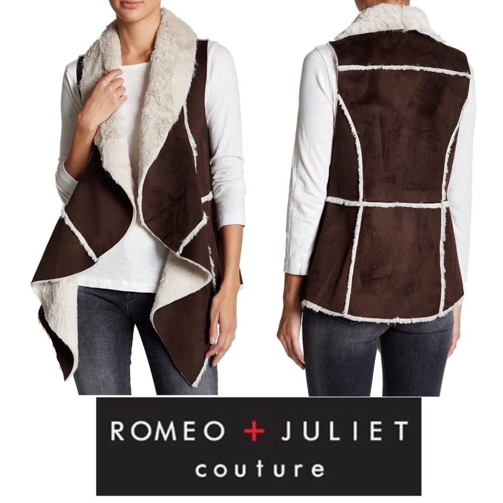 ROMEO + JULIET COUTURE Faux Fur Drape Vest